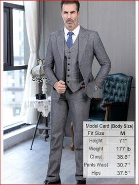 Tweed Herringbone 3 Piece Suit with Peak Lapel - Perfect for Prom and Weddings